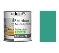 Peinture - ADDICT - Bleu lagon - Satiné - Acrylique - 0.5L - Multi-supports