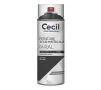 Peinture aérosol tous matériaux Cecil Professionnel noir mat 400ml