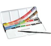 Peinture aquarelle Sennelier - Boîte métallique avec 14 godets entiers + 1 pinceau N131615