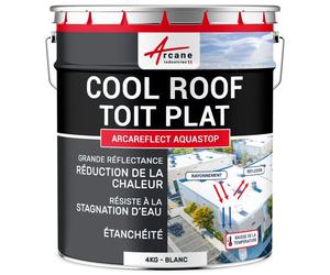 Peinture - ARCIND - ARCAREFLECT AQUASTOP - Cool Roof - Blanc - 4 kg - Résistante à l'eau