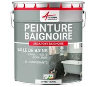 PEINTURE BAIGNOIRE LAVABO - Résine Époxy - 1 kg (jusqu'à 3 m² en 2 couches) Blanc - RAL 9003