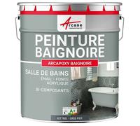 PEINTURE BAIGNOIRE LAVABO - Résine Époxy - 1 kg (jusqu'à 3 m² en 2 couches) Gris fer - RAL 7011