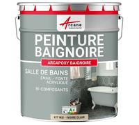 PEINTURE BAIGNOIRE LAVABO - Résine Époxy - 1 kg (jusqu'à 3 m² en 2 couches) Ivoire Clair - RAL 1015