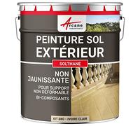 Peinture Béton Extérieur et Ciment, Sols et Murs 5 kg Ivoire Clair | Peinture Pu Extérieure, Adhère sur Béton, Ciment, Carrelage et Bois, Résiste à l'Abrasion, Aspect Mat - Arcane Industries