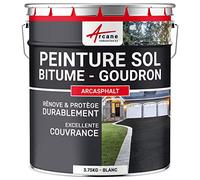 Peinture Bitume Goudron Résine Sol pour Asphalte Enrobé 3.75 kg Blanc | Hydrofuge, Résiste aux Uv, Antidérapant, sans Odeur, Sols Béton, Bois et Ciment, Fort Pouvoir Couvrant - Arcane Industries