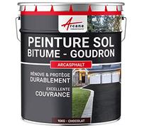 Peinture Bitume Goudron Sol Asphalte Enrobé 15 kg Chocolat Marron Foncé | Hydrofuge, Résiste aux Uv, Antidérapant, sans Odeur, Sols Béton, Bois et Ciment, Fort Pouvoir Couvrant - Arcane Industries