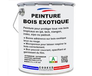 Peinture Bois Exotique - Codeve Bois/RAL 8012 - Brun rouge - 5L - Intérieur/extérieur - Pour La Protection De Votre Bois Tropical En Ipé, Teck, Iroko, Sipo.