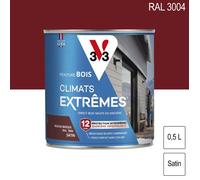 Peinture bois extérieur Climats Extrêmes RAL 3004 Rouge basque satin 0,5L V33
