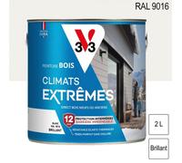 Peinture bois extérieur Climats Extrêmes RAL 9016 Blanc brillant 2L V33
