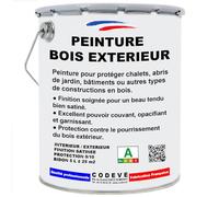Peinture Bois Exterieur - Codeve Bois/RAL 7040 - Gris fenêtre - 5L - Intérieur/extérieur - Extérieures Pour La Protection D'un Chalet, Abri, Garage, Cabane.
