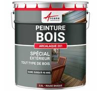 Peinture Bois Extérieur et Intérieur Microporeuse 0.5 L Rouge basque | S'Applique sans Primaire, Microporeuse, Laisse Respirer le Bois, Résiste aux Uv, Fort Pouvoir Couvrant - Arcane Industries