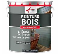 ARCANE INDUSTRIES Peinture Bois extérieur, Peinture portails, bardage, abri et mobilier de Jardin... : Arcalaque 201-2.5 L Gris Anthracite - RAL 7016