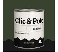 Peinture Bois Extérieur - POK BOIS - 1L - RAL 6020 - Vert oxyde chromique- Résistante aux intempéries - Ne s'écaille pas