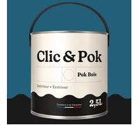 Peinture Bois Extérieur - POK BOIS - 2 5L - RAL 5009 - Bleu azur- Résistante aux intempéries - Ne s'écaille pas