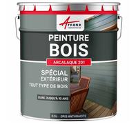 Peinture Bois Extérieur : Portails, bardage, abri, mobilier de jardin : ARCALAQUE 201 - 0.5 L Gris Anthracite - RAL 7016