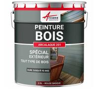 Peinture Bois Extérieur : Portails bardage abri mobilier de jardin : ARCALAQUE 201 - 2.5 L Rouge basque - Proche RAL 3011