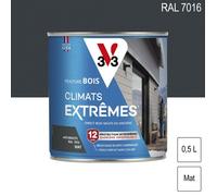Peinture bois mat climat extrême 0 5L - V33 - Gris anthracite - Glycérophtalique - Boiserie