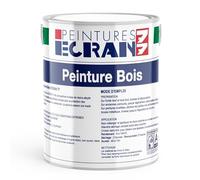 Peinture bois professionnelle, satin, peinture opacifiante, sans odeur, protège, décore, intérieur, extérieur ECRAN77 1 litre Blanc