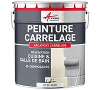 ARCANE INDUSTRIES Peinture carrelage Cuisine & Salle de Bain, résine bi-composante : Arcapoxy carrelage - 1 kg (jusqu'à 10 m² en 2 Couches) Blanc - RAL 9003