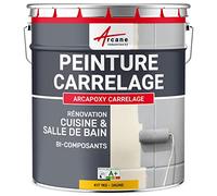 Peinture Carrelage Cuisine et Salle de Bain 1 kg Jaune Signalisation | S'Applique Facilement, Séchage Rapide, Haut Pouvoir Couvrant, Adhère sur Carrelage, Béton et Bois - Arcane Industries