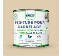 BRICOSALVAJE Peinture carrelage cuisine & salle de bain à l'eau - finition MAT | Sans sous-couche | Lavable | Haute résistance (Brun, 4 litres)
