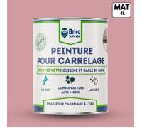 BRICOSALVAJE Peinture carrelage cuisine & salle de bain à l'eau - finition MAT | Sans sous-couche | Lavable | Haute résistance (Rose poudré, 4 litres)