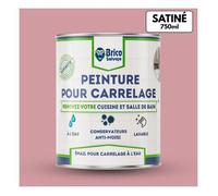 BRICOSALVAJE Peinture carrelage cuisine & salle de bain à l'eau - finition SATINÉE | Sans sous-couche | Lavable | Haute résistance (Rose poudré, 750 ml)