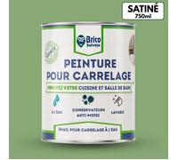 BRICOSALVAJE Peinture carrelage cuisine & salle de bain à l'eau - finition SATINÉE | Sans sous-couche | Lavable | Haute résistance (Sauge, 4 litres)