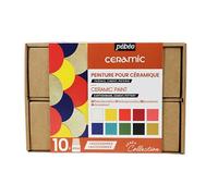 Pébéo – Peinture Ceramic Set Collection – 10 flacons de 45 ml assortis + 2 cernes relief 20 ml