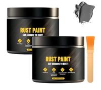 Peinture convertisseur de rouille grise à base d'eau, revêtement antirouille multi-surfaces pour métal, formule à séchage rapide résistante aux hautes températures avec pinceau applicateur (2Pièce)