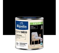 Peinture Couleur Intérieure Satin pour Cuisine Salle Salon Chambre - sur Murs Boiseries Radiateurs - 0,5L - Noir Houvert - Ripolin