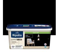 Peinture Couleur Intérieure Satin pour Cuisine Salle Salon Chambre - sur Murs Boiseries Radiateurs - 2,5L - Noir Houvert - Ripolin