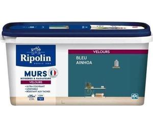 Peinture Couleur Velours Ripolin, Murs Boiseries Radiateurs, Bleu Ainhoa, Intérieur, Haute Opacité, Lessivable