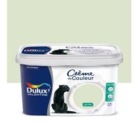 Dulux Valentine Crème de Couleur - Peinture multi-supports intérieure - Satin Tendrement Vert 2,5 L