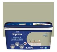 RIPOLIN Peinture Intérieure Cuisine et Bain Effet Perlant Vert Gaspesie 2 L