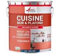 Peinture cuisine lessivable absorbe les odeurs Bleu vert RAL 5001 2.5 L