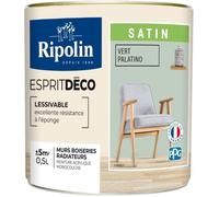 Peinture de couleur murale intérieur satin vert palatino 0,5L Ripolin