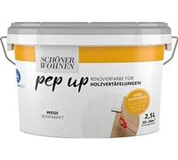 Peinture de rénovation pour bois, finition satinée, couleur blanc, 2,5 litres