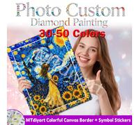 Peinture Diamant Personnalisée en Résine avec Photo, Impression sur Toile Colorée, Autocollants Symboles, FD AB Cristal, Perçage Complet 5D, Décoration DIY Privée Normal Resin BQ BY