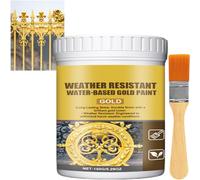 Peinture dorée à base d'eau résistante aux intempéries, peinture acrylique dorée métallique pour pierre de bois métallique, effet feuille d'or haute brillance non décoloré extérieure (1 pièces)