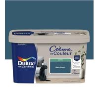 Dulux Valentine Crème de Couleur - Peinture multi-supports intérieure - Satin Bleu Paon 2,5 L