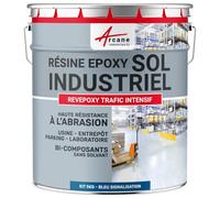 PEINTURE SOL - Résine Epoxy : REVEPOXY TRAFIC INTENSIF - 5 Kg (jusqu'à 10 m² en 2 couches) Bleu signalisation - RAL 5017
