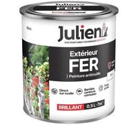 Julien Peinture Fer Anti-Rouille Brillant - Portes, grilles, portails, mobilier de jardin en métal - Blanc 0,5 L