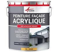 Peinture façade acrylique 14 couleurs - durable jusqu'à 15 ans - rénovation façade, mur crépi - Arcafacade Renov Jaune (Ral 080 80 60) 10L (+ ou - 60m² en 1 couche)