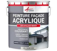 Peinture façade acrylique 14 couleurs - durable jusqu'à 15 ans - rénovation façade, mur crépi - Arcafacade Renov Gris Clair (Ral 9002) 2.5L (+ ou - 15m² en 1 couche)