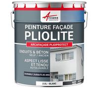 ARCANE INDUSTRIES Peinture façade pliolite pour Mur extérieur, crépi - Peinture Hydrofuge Solvantée - ARCAFACADE PLIOPROTECT - 2.5 L (+ ou - 20 m² en 1 Couche) Blanc