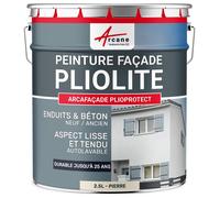 ARCANE INDUSTRIES Peinture façade pliolite pour Mur extérieur, crépi - Peinture Hydrofuge Solvantée - ARCAFACADE PLIOPROTECT - 2.5 L (+ ou - 20 m² en 1 Couche) Pierre - RAL 090 90 10