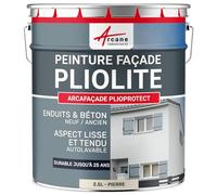 Peinture Façade Pliolite Hydrofuge 2.5 L Pierre - RAL 090 90 10 | Hydrofuge, Séchage Rapide, Anti-Encrassement, Bonne Accroche sur Façade, Fort Pouvoir Couvrant - Arcane Industries