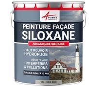 Peinture Façade Siloxane Hydrofuge 10 L Gris Soie - RAL 7044 | Façade, Hydrofuge, Résiste aux Uv, Laisse Respirer le Support, Lessivable, Fort Pouvoir Couvrant - Arcane Industries