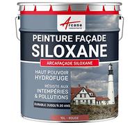 Peinture Façade Siloxane Hydrofuge 10 L Rouge - RAL 030 50 40 | Façade, Hydrofuge, Résiste aux Uv, Laisse Respirer le Support, Lessivable, Fort Pouvoir Couvrant - Arcane Industries